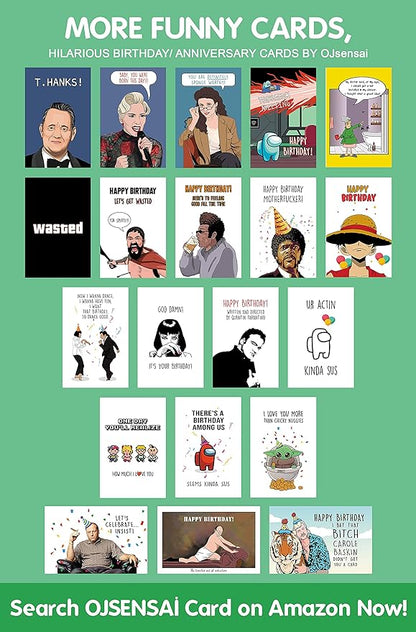 OJsensai Funny Samuel L Jackson Birthday Card, Pupl Fiction Card for Friend, Humorous Bday Card for Him Her, Rude Card for Boyfriend