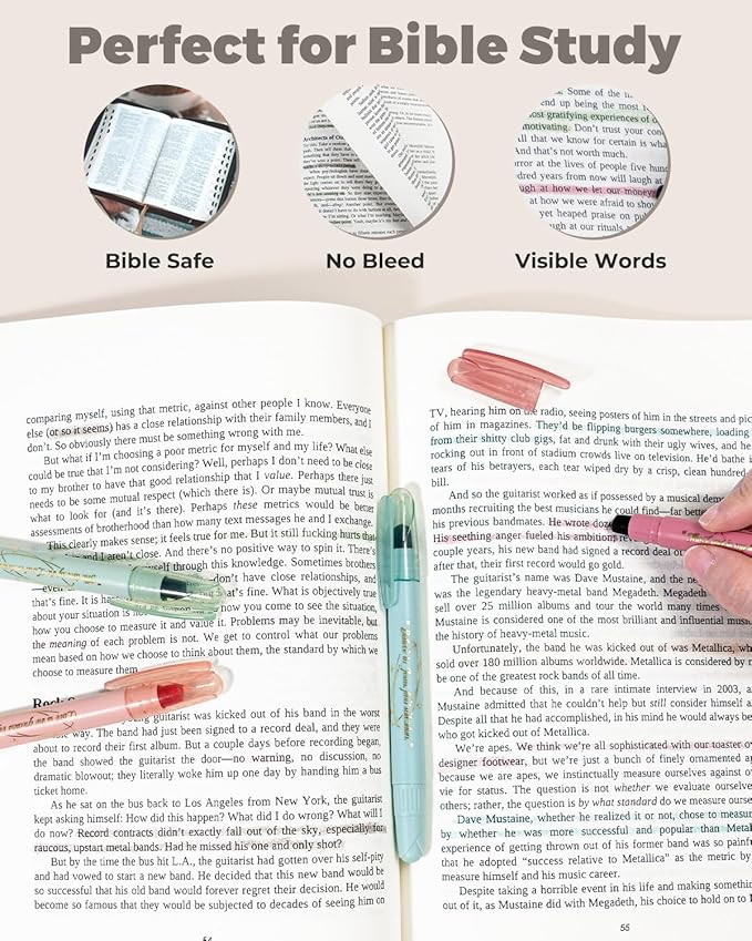 WEMATE Bible Highlighters No Bleed, 9PCS Assorted Colors Gel Highlighters Set, Cute Bible Study Supplies for Scripture Marking, Color Coding & Book Highlighting