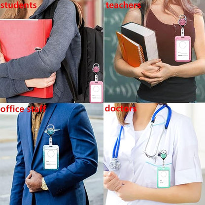 Blue Positive Badge Holder Lanyard & Retractable Badge Reel Lanyard for ID Badges Cute Key Lanyard for Women Men Teachers Staff Aesthetic Work & School Lanyard ID Holder Cruise Lanyard(Quote)