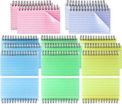 MotBach 500 Sheets Multicolor Index Cards, 10 Pads Spiral Bound Ruled Index Cards with PVC Cover, Learning Card Note Cards for Home School and Office, 3.3 x 5 Inch, 5 Colors
