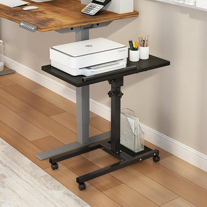 Laptop Desk Bed Desk Laptop Stand for Bed Portable Desk Overbed Bedside Table Mobile Laptop Table Rolling Desk Foldable Table Adjustable Height with Locked Wheels & Mouse Pad Table for Bed Office Sofa