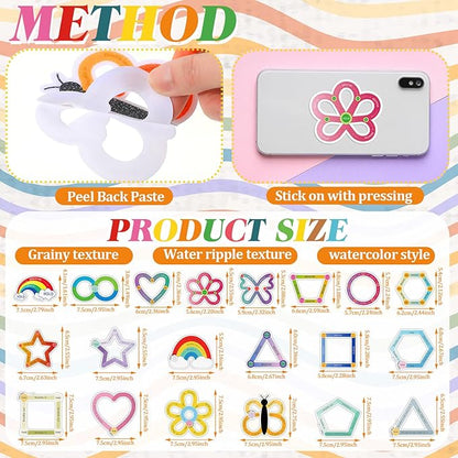 80 Pcs Anxiety Sensory Stickers with Inspirational Quotes Calm Textured Strips Relief Mental Health Stickers School Office Adhesive Sensory Tape Anti Stress Toys for Adults Teens (Vibrant)