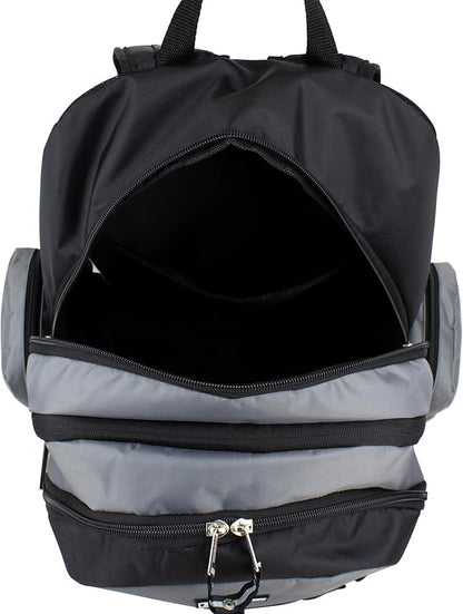 Eastsport Extra Large Backpack Expandable Oversized For Travel Hiking Work Camping Sports Outdoors With Drawstring Bag 18x13.5x9.5 Mochila De Viaje Ash Gray Black