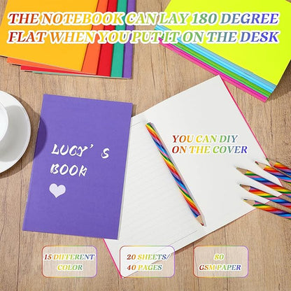 Gueevin 15 Pcs Blank Books for Kids to Write Stories Bulk Composition Notebooks Colorful Soft Cover Notebooks for Drawing Ruled Lined Journals Sketching Kindergarten Easter Gift (Cute Colors)