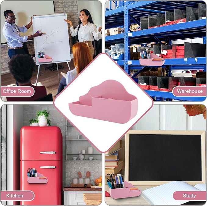 Magnetic Pen Holder,3 Compartments Magnetic Dry Erase Marker Holder,Extra Strong Magnet Storage Marker Pen Pencil Organizer for Refrigerator,Whiteboard,Locker Accessories(Cloud Style)