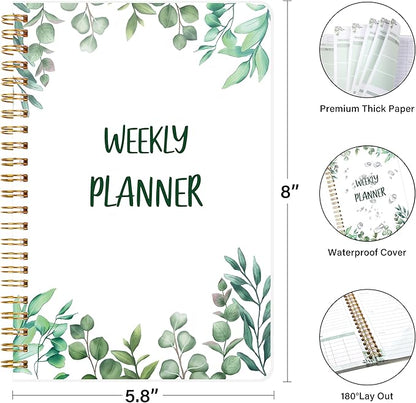 KMQOY Weekly Planner Undated 52 Weeks To Do List Notebook with Habit Tracker Spiral Weekly Planner Notebook for Teacher, Office, School,Family,5.8" x 8"