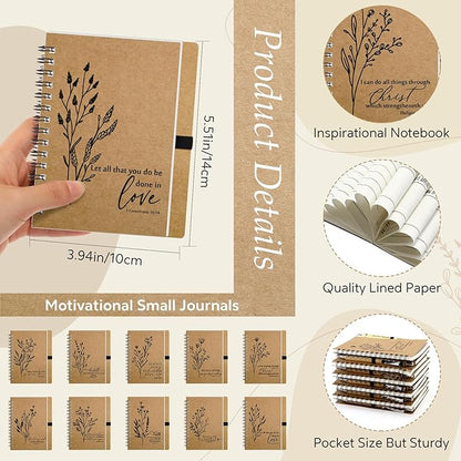 20 Pcs Bible Verse Spiral Notebook with Bamboo Christian Ballpoint Pens Aesthetic Religious Notepads Inspirational Journals Easter Christian Gifts for Women Men Office (Special Style)