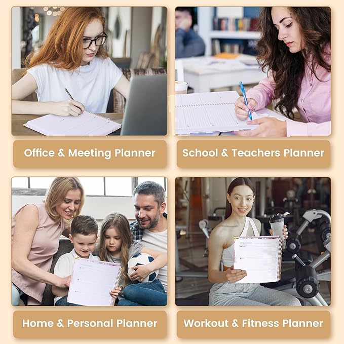 Yoment 2025 Planner Weekly and Monthly 8.5"x11" Hardcover 2025 Planner Dec 2024-Dec 2025 with 13 Month Tabs，Spiral Bound 2025 Calendar Monthly Planner for Women with Stickers Yearly Agenda，Black