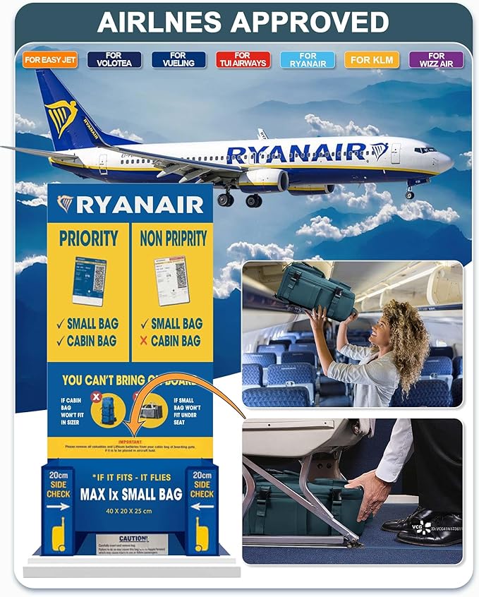 Carry On Backpack, Travel Backpack for Women Men Flight Approved, Personal Item Travel Bag for Airplanes, 14-15.6 Inch Laptop Business Backpack, Casual Daypack Gym Hiking Bakpack Peacock Blue(Small)