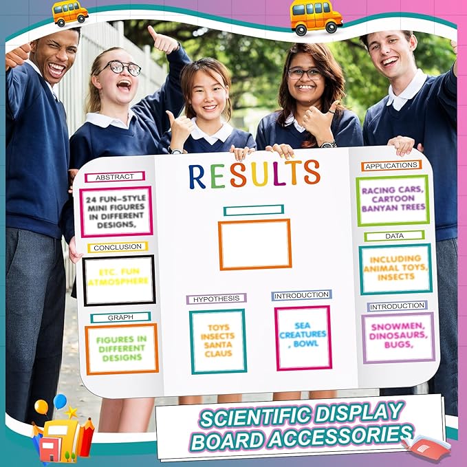 42 Sheets Science Fair Board Supplies 24 Self Adhesive Presentation Science Subtitles 9 Fair Project Titles 9 Personalized Letter Sticker Supplies for Classroom Office(Rainbow)