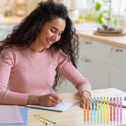 Zonon 12 Pieces Inspirational Pens Bulk Easter Basket Stuffers Motivational Quotes Ballpoint Pens with Stylus Tip Inspirational Gifts for School Office Teachers(Macaron,Boss Lady)