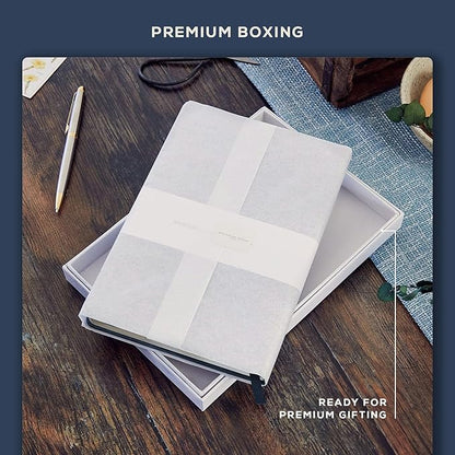 BEECHMORE BOOKS Lined Journal Notebook, 5.8 x 8.3 inch, A5 160 Lined Pages, Hardcover Leather Journals for Women, Men, Writing and Notebooks for Work - 120 GSM Thick Paper, Gifts Box Included