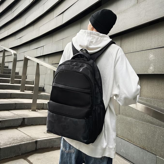 Cute Backpack for School Kids Camouflage Laptop Travel Backpack for Women Men Casual College Teen Bookbag(black)