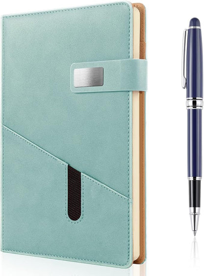 A5 Blank Journal Notebook, Refillable Hardcover Leather Sketchbook with Pocket and Magnetic Buckle, 240 Pages Thick Travel Sketchbooks for Drawing and Writing, 80gsm Unlined Journal for Men and Women