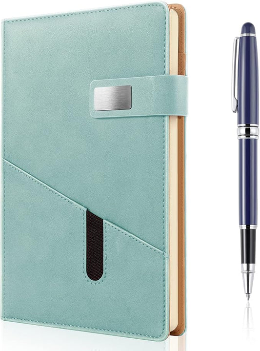 A5 Blank Journal Notebook, Refillable Hardcover Leather Sketchbook with Pocket and Magnetic Buckle, 240 Pages Thick Travel Sketchbooks for Drawing and Writing, 80gsm Unlined Journal for Men and Women