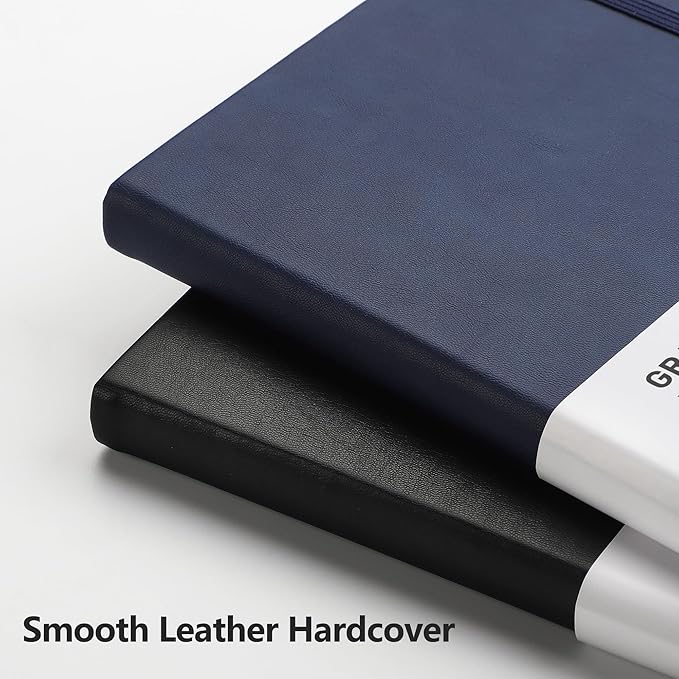 RETTACY Graph Paper Notebook, A5 Grid Notebook Journal with 192 Pages, 5.7'' × 8.3'', Medium Size, Leather Hardcover, 100 GSM Thick Paper, for Students, Homework, Math, Engineering (Navy Blue)