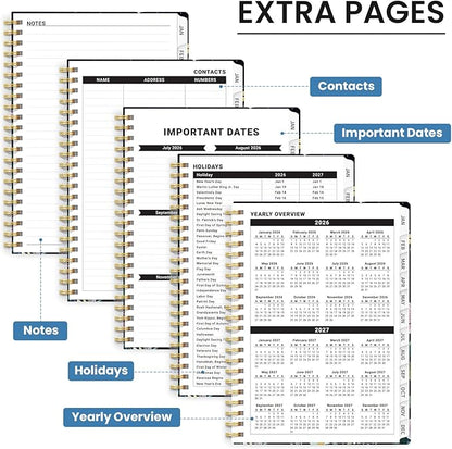 2026 Planner, Weekly and Monthly Planner for Women, January 2026 to December 2026, Pretty Hardcover 2026 Calendar Planner Book with Tabs, Inner Pocket, Spiral Bound, Perfect Office Home School Supplies - 6.3" x 8.5", Celestial