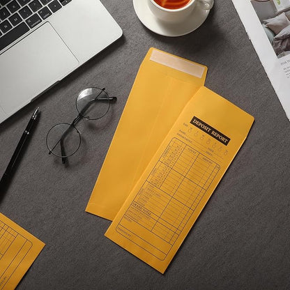 Qilery 1000 Pieces Cash Drop Envelopes Bulk Cashier Deposit Envelopes Budgeting Planning 4 1/8'' x 9 1/2'' Bank Envelopes for Cash, Small Business, Retailers Restaurants Kraft(Yellow)