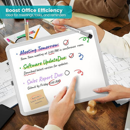 Small Double-Sided White Board Dry Erase Board For Wall, 14"x11" Hanging Whiteboard for Door, Mini Dry Erase Board with a black dry erase marker, Small Whiteboard for Kids Students, Back To School, WH