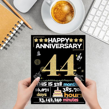 Joycard 44th Anniversary Card for Women Men, Gold Wedding Card for Wife Husband, Sweet Marriage Decorations Gifts for Couple, Perfect for Her Him on Anniversary Day, Back in 1981