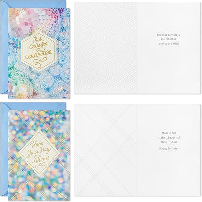 Hallmark Birthday Cards Assortment, Disco Party (16 Cards with Envelopes)