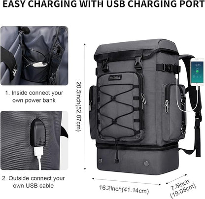 WITZMAN Travel Backpack for Men Women Carry on Bags for Airline Approved Convertible Duffle Luggage Backpack Shoe Compartment（B691 Silvery Grey）