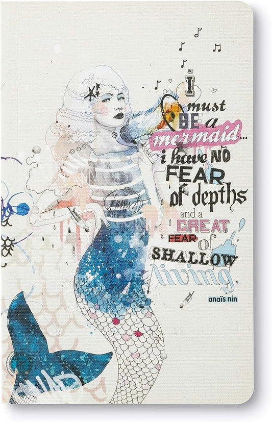 Compendium Softcover Journal - I must be a mermaid… I have no fear of depths, and a great fear of shallow living. – A Write Now Journal with 128 Lined Pages, 5″W x 8″H