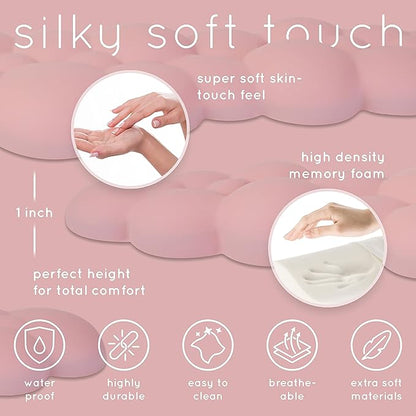 Qloud Cloud Wrist Rest Keyboard Wrist Rest for Computer Keyboard Pad, Cloud Keyboard Wrist Rest, Wrist Pad for Keyboard, Memory Foam, Non Slip Base, Comes with Mouse Pad - Pastel Pink