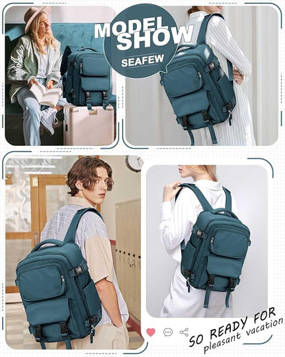 Carry On Backpack, Travel Backpack for Women Men Flight Approved, Personal Item Travel Bag for Airplanes, 14-15.6 Inch Laptop Business Backpack, Casual Daypack Gym Hiking Bakpack Peacock Blue(Small)