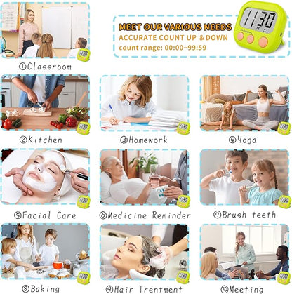 2 Pack Classroom Timers for Teachers Kids Large Magnetic Digital Timer Green Pink