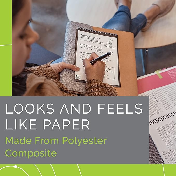 Rocketbook Smart Reusable Notebook, Flip Executive Size Spiral Notebook, Gray, (6" x 8.8"")