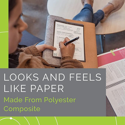 Rocketbook Smart Reusable Notebook, Flip Executive Size Spiral Notebook, Gray, (6" x 8.8"")