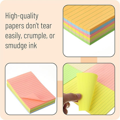 Mr. Pen Vintage Lined Sticky Notes - 4x6, 6 Pads, 45 Sheets, Colorful