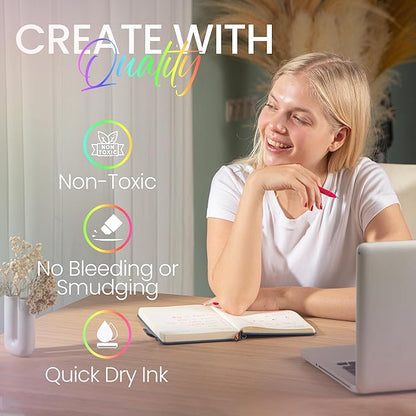 Loddie Doddie Gel Pens - 8-Pack 0.7 mm Medium Point Retractable, No Bleed, Smooth Writing Neon Ink for Journaling & Note Taking