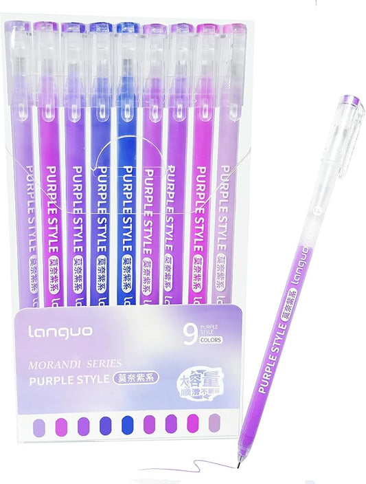 0.5mm Journal Colouring Pens, Assorted Rainbow Colors Pens Set of 9 for Adults Journal Coloring Calligraphy,Made for Everyday Writing, Journals,Drawing,Coloring Books (Purple Style)