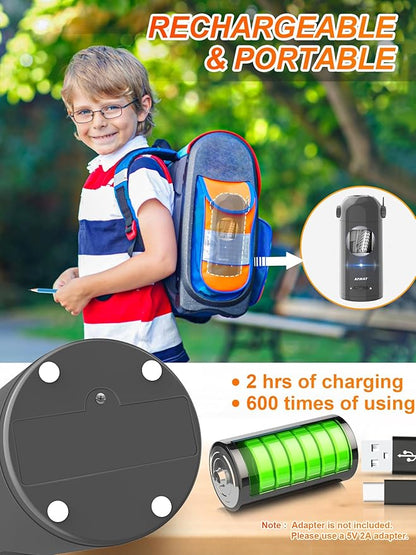 AFMAT Electric Pencil Sharpener for Colored Pencils 7-11.5mm, Fully Automatic Robot Pencil Sharpener, Auto in & Out, Rechargeable Hands-Free Pencil Sharpener for Large Pencils, Home, Classroom, Gray