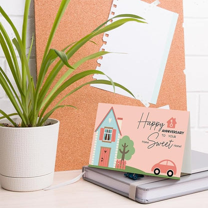 48 Pcs Happy Home Anniversary Cards with Envelopes Bulk Blank Welcome House Cards Real Estate Thank You Notes Housewarming Gifts for Clients Neighbors, 4 x 6 in(Classic)