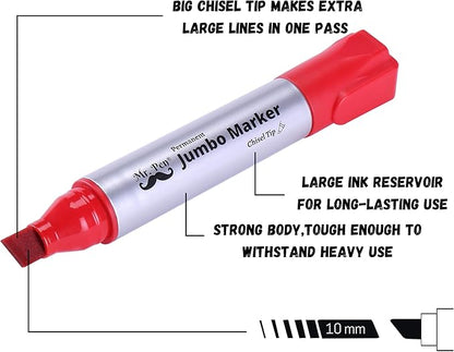 Mr. Pen- Jumbo Permanent Markers, 4 Pack, Assorted Color, Chisel Tip, Large, King, Color Permanent Markers Set, Huge Poster Markers