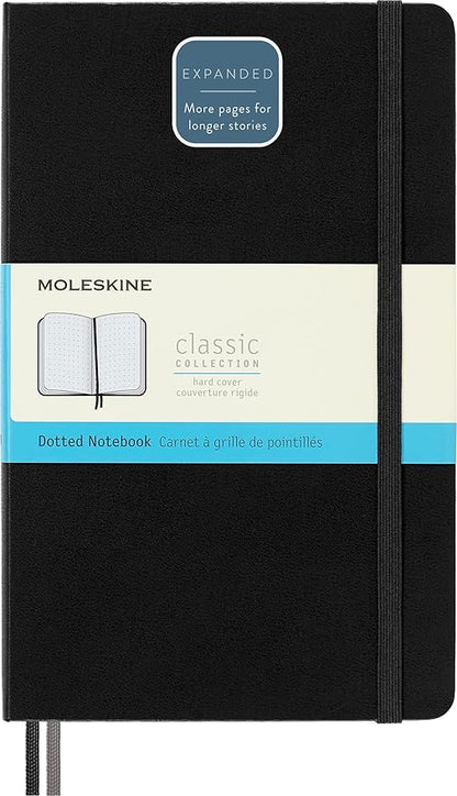 Moleskine Classic Expanded Notebook, Hard Cover, Large (5" x 8.25") Dotted, Black, 400 Pages
