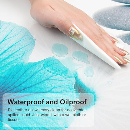 QIYI Desk Pad, Non-Slip PU Leather Desk Blotter Protector, Kids Floral Print Waterproof Computer Desk Mat, Thick Home & Office Large Keyboard Mouse Pad 31.5" x 15.7" - Pebbles & Blue White Flowers