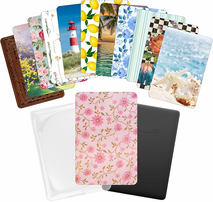 E-reader Cardstock Paper Inserts for Clear Case | 12 pk 4.88 x 6.73” inches Paper White 11th Generation 6.8" Screen Compatible Put Behind Case Colorful Floral Designs Change Out (1857 Design Mix 3)