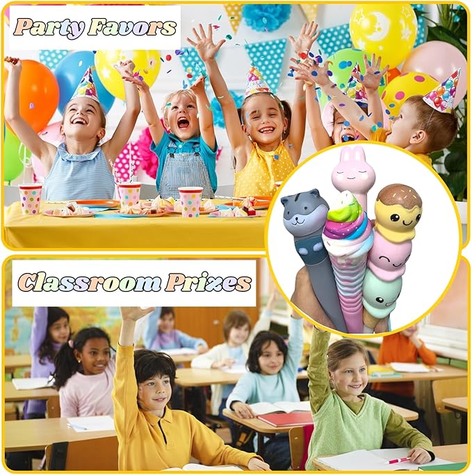 Easter Baskets Kawaii Squishy Pens 4Pcs Cute & Fun Pen for Stationary for Teenage Gifts for Tweens Girls Back to School Supplies