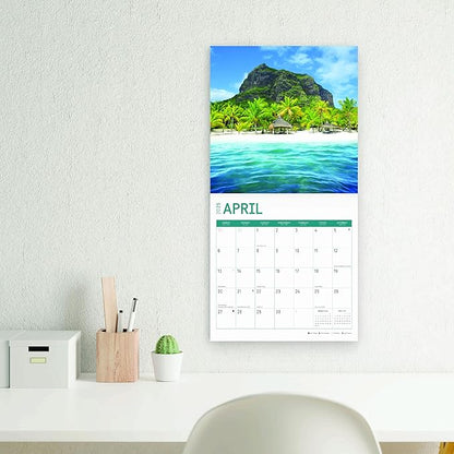 2025 Islands Monthly Wall Calendar by Bright Day, Includes Over 300 Stickers, 12 x 12 Inch