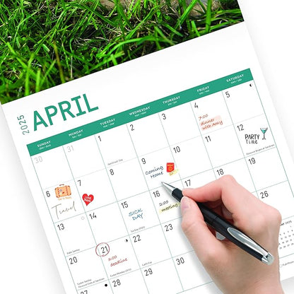 2025 Golden Retrievers Monthly Wall Calendar by Bright Day, Includes Over 300 Stickers, 12 x 12 Inch