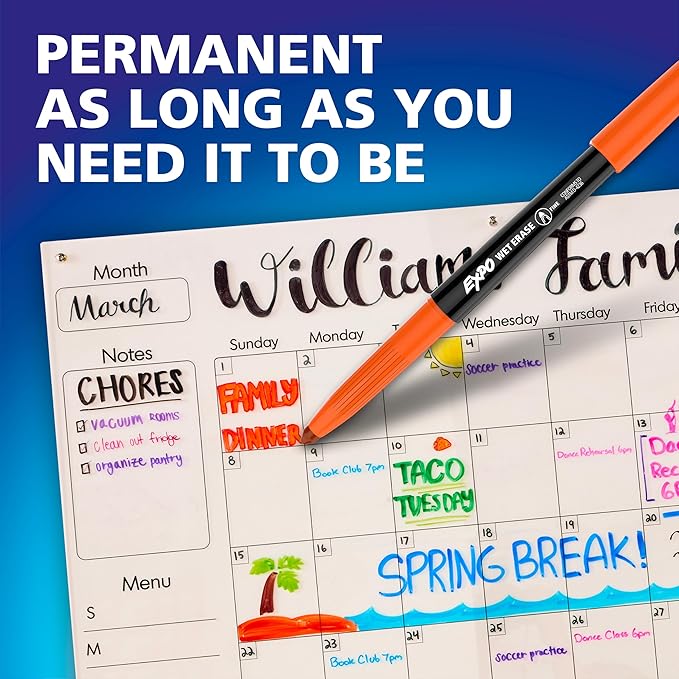 EXPO Wet Erase Markers, Semi-Permanent Markers, Assorted, Fine and Ultra-Fine Tips, 36 Count