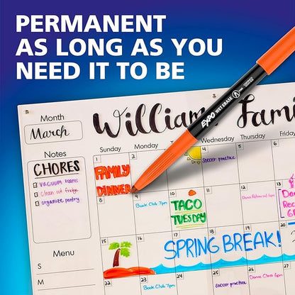 EXPO Wet Erase Markers, Semi-Permanent Markers, Assorted, Fine and Ultra-Fine Tips, 36 Count