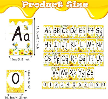 Alphabet Letters for Wall - Bee Themed ABC Poster Classroom Wall Alphabet Preschool English Poster Kindergarten Elementary Classroom Wall Decor Nursery Home School Supplies