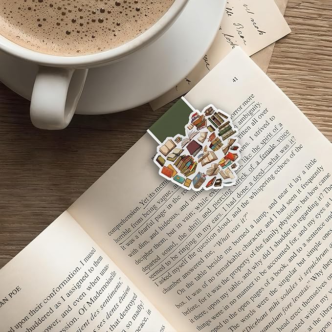 (2Pcs) Books Magnetic Bookmark Book Page Markers Gift for Reading Lover Nerd Book Addict Bookish Reader Student Teacher Office Stationery - Size 2.8"x2.4" When Folded