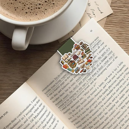 (2Pcs) Books Magnetic Bookmark Book Page Markers Gift for Reading Lover Nerd Book Addict Bookish Reader Student Teacher Office Stationery - Size 2.8"x2.4" When Folded