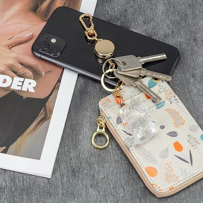 2 Pack Metal Retractable Badge Reel ID Badge Holder with Cord and Carabiner Key Chain (Rose Gold)